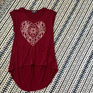 Maroon Heart Cut-Out Blouse